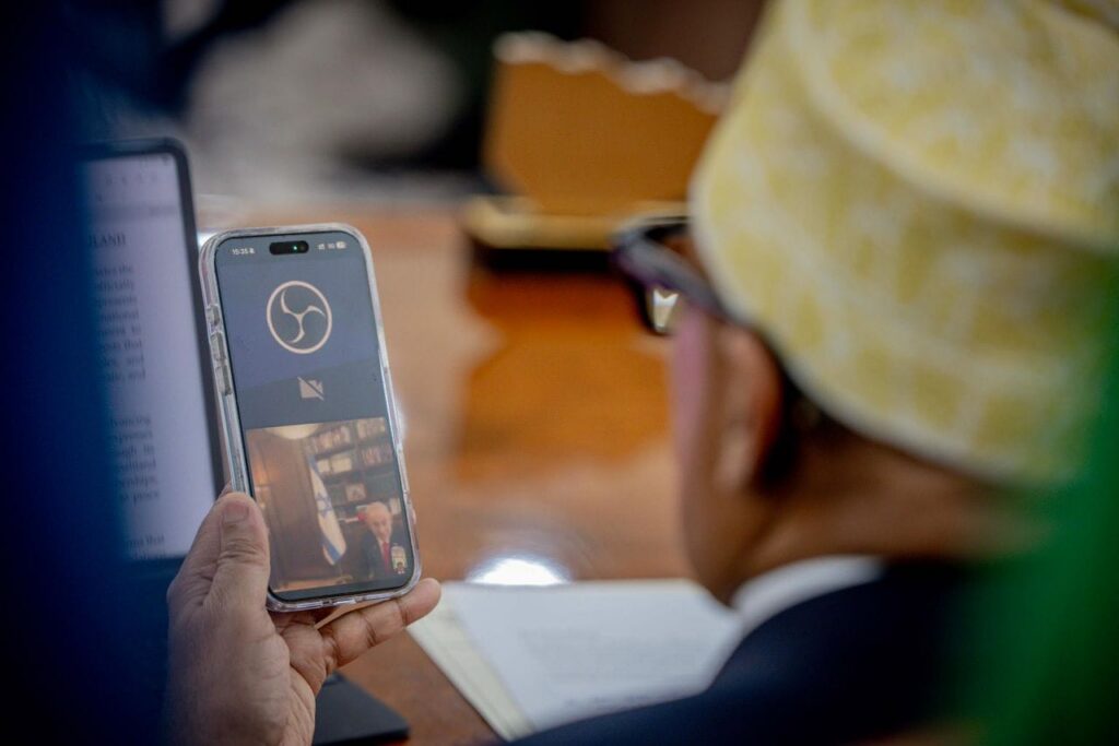 President of Somaliland, Dr. Abdirahman Mohamed Abdallah on a phone with Israel Prime Minister, Benjamin Netanyahu on December 26th, 2025 during the official recognition of the Republic of Somaliland as an independent and sovereign state by Israel.