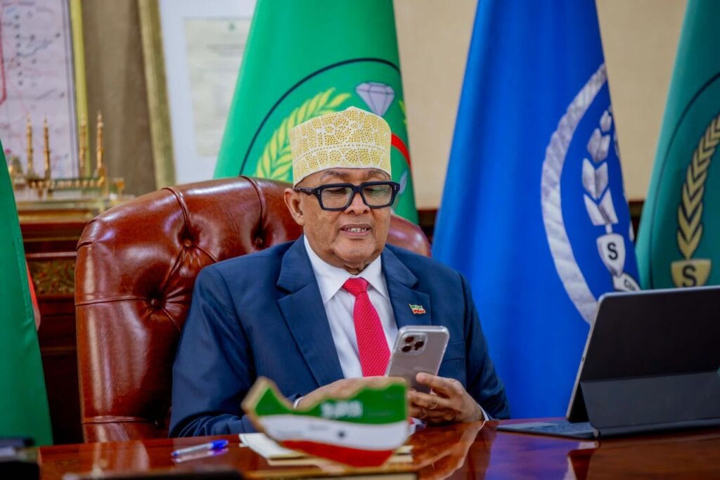 President of Somaliland, Dr. Abdirahman Mohamed Abdallah on a phone with Israel Prime Minister, Benjamin Netanyahu on December 26th, 2025 during the official recognition of the Republic of Somaliland as an independent and sovereign state by Israel.