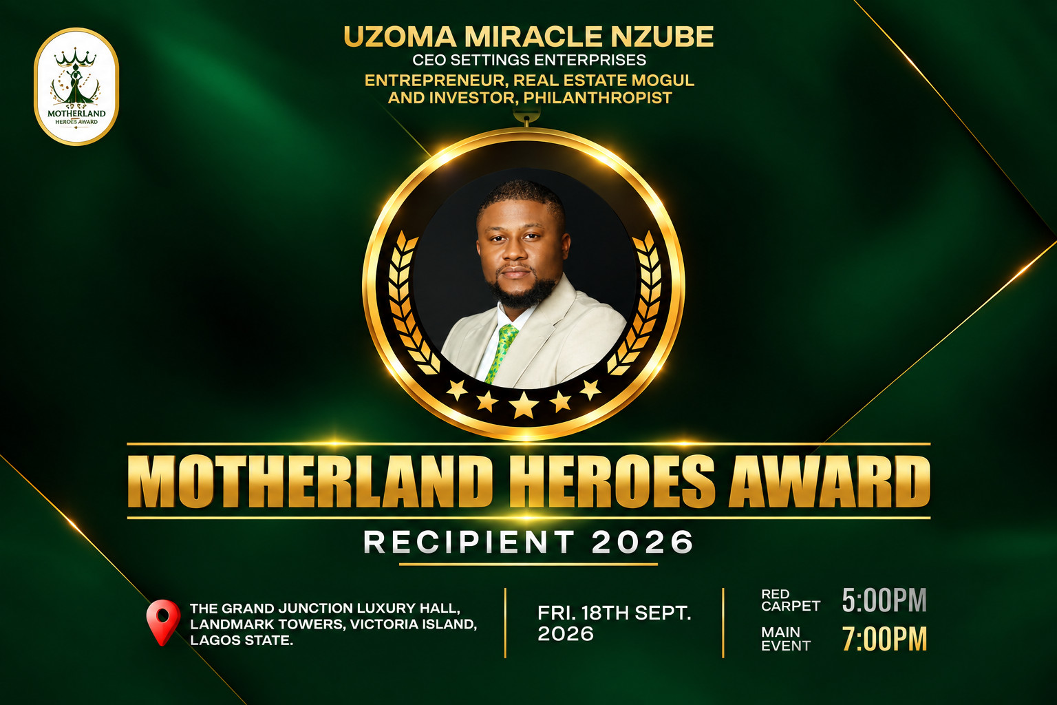 Uzoma Miracle Nzube Wins Motherland Heroes Award 2026